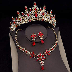 CM Women's Fashion Elegant Royal Queen Bridal Tiara Crown Earrings Necklace Jewelry Sets - Divine Inspiration Styles