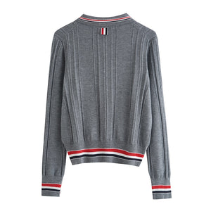 HBT Women's Sporty Elegant Fashion Knitted Cardigan Sweater Jacket - Divine Inspiration Styles