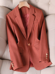 CAROLINE SUITS Women's Elegant Stylish Fashion Office Professional Solid Color Navy Blue Blazer Jacket