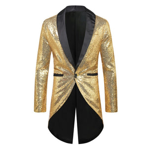 PARKLEES Men's Fashion Premium Quality Shiny Black Gold Silver Sequin Glitter Fancy Embellished Blazer Jacket - Divine Inspiration Styles