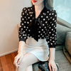 CARA Design Women's Fashion Stylish Polka Dots Chiffon Blouse Top - Divine Inspiration Styles