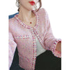 UTG Women's Elegant Stylish Fashion Office Business Casual Beaded Pink Plaid Blazer Jacket - Divine Inspiration Styles