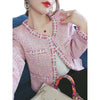 UTG Women's Elegant Stylish Fashion Office Business Casual Beaded Pink Plaid Blazer Jacket - Divine Inspiration Styles