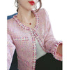 UTG Women's Elegant Stylish Fashion Office Business Casual Beaded Pink Plaid Blazer Jacket - Divine Inspiration Styles