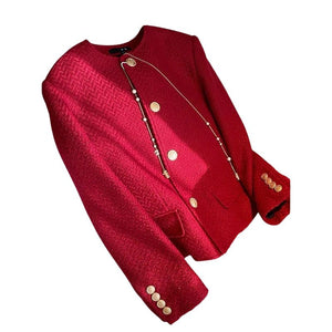 UTG Women's Elegant Stylish Fashion Office Business Casual Professional Style Woven Red Plaid Blazer Jacket - Divine Inspiration Styles
