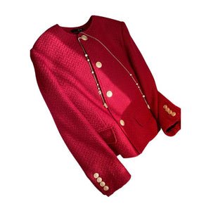 UTG Women's Elegant Stylish Fashion Office Business Casual Professional Style Woven Red Plaid Blazer Jacket - Divine Inspiration Styles