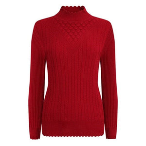 UTG Women's Fashion Elegant Pure Color Red Trendy Stylish Designer Sweater - Divine Inspiration Styles