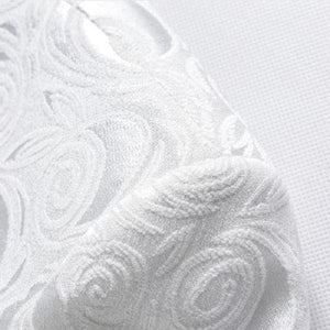 VALENTINE Design Men's Fashion White Floral Embroidered Rose Tuxedo Blazer Jacket - Divine Inspiration Styles