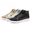 WLF Men's Sports Fashion Leather Metallic Sneaker Shoes - Divine Inspiration Styles