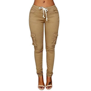 RAYNA Women's Stylish Skinny Fitness Pant Multi-Pockets Drawstring Trouser - Divine Inspiration Styles