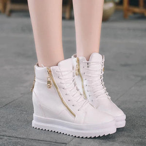 HADARA Design Women's Fashion Casual Gold Statement Ankle Sneaker Boot Shoes - Divine Inspiration Styles