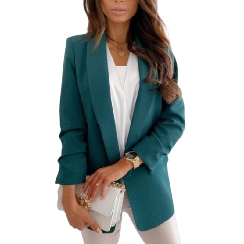 YIHA Women's Elegant Stylish Fashion Office Business Professional Green Blazer Jacket - Divine Inspiration Styles