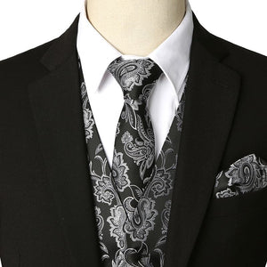 KINGSTON Design Men's Fashion Gold Blue Purple Paisley 3PCS Suit Set - Divine Inspiration Styles