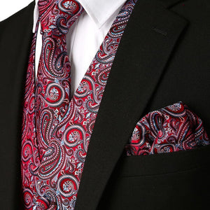KINGSTON Design Men's Fashion Gold Blue Purple Paisley 3PCS Suit Set - Divine Inspiration Styles