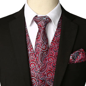 KINGSTON Design Men's Fashion Gold Blue Purple Paisley 3PCS Suit Set - Divine Inspiration Styles