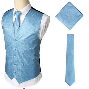 KINGSTON Design Men's Fashion Gold Blue Purple Paisley 3PCS Suit Set - Divine Inspiration Styles