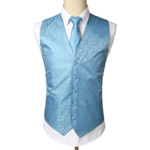 KINGSTON Design Men's Fashion Gold Blue Purple Paisley 3PCS Suit Set - Divine Inspiration Styles