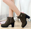 HARTFORD Women's Fashion Velvet Suede Ankle Boots with Lace & Buckle - Divine Inspiration Styles