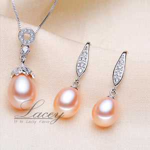 LACEY Women's Genuine Natural Freshwater Pearl 2PCS Jewelry Set - Divine Inspiration Styles
