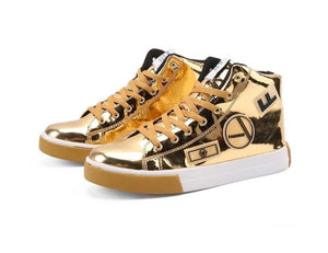RMEDAL Men's Sports Fashion Metallic Leather Canvas Sneaker Shoes - Divine Inspiration Styles