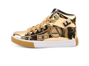 RMEDAL Men's Sports Fashion Metallic Leather Canvas Sneaker Shoes - Divine Inspiration Styles