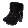 HADARA Design Women's Fashion Plush Fur Gold Statement Ankle Boot Shoes - Divine Inspiration Styles