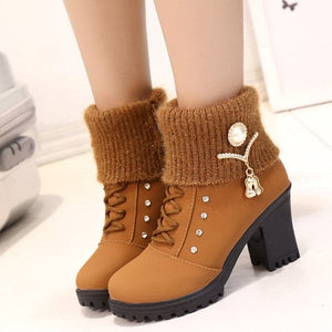 HADARA Design Women's Fashion Star Statement Plush Fur Stylish Ankle Boots - Divine Inspiration Styles