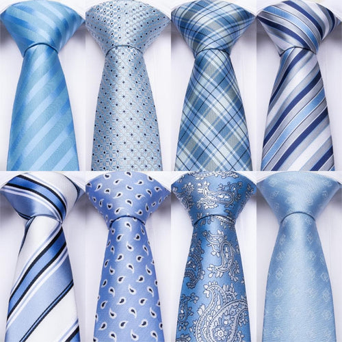 DBG VIP Design Collection Men's Fashion Light Blue 100% Premium Quality Silk Ties - Divine Inspiration Styles