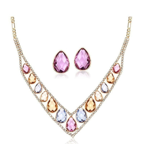 NEWGLORY Women's Fine Fashion Multicolor Crystal Rhinestones Jewelry Set - Divine Inspiration Styles