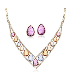 NEWGLORY Women's Fine Fashion Multicolor Crystal Rhinestones Jewelry Set - Divine Inspiration Styles