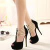 HARTFORD Women's Fashion High Heels Sandals Shoes Gold Stripes Stiletto Shoes - Divine Inspiration Styles