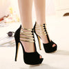 HARTFORD Women's Fashion High Heels Sandals Shoes Gold Stripes Stiletto Shoes - Divine Inspiration Styles