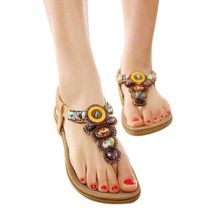 HARTFORD Women's Fashion Bohemian Style Sandals with Gemstone Beads - Divine Inspiration Styles