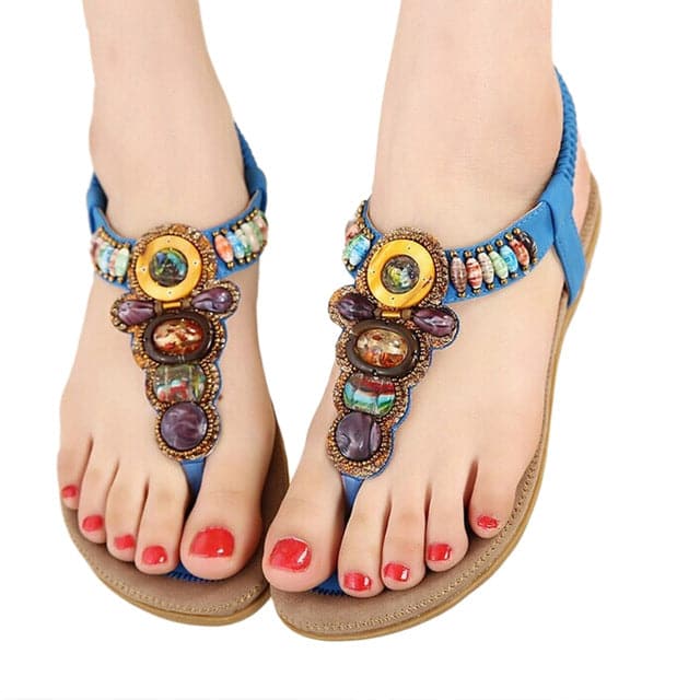 HARTFORD Women's Fashion Bohemian Style Sandals with Gemstone Beads - Divine Inspiration Styles