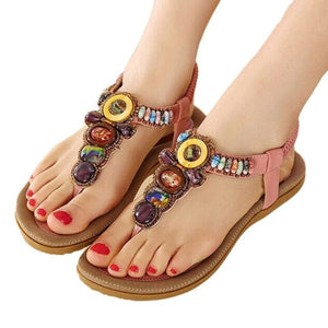 HARTFORD Women's Fashion Bohemian Style Sandals with Gemstone Beads - Divine Inspiration Styles