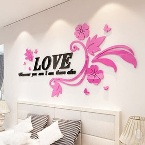 LOVE Flower Design Home Decoration 3D Acrylic Wall Sticker for Home Decor - Divine Inspiration Styles