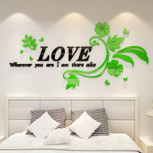 LOVE Flower Design Home Decoration 3D Acrylic Wall Sticker for Home Decor - Divine Inspiration Styles
