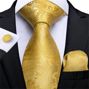 DBG VIP Design Collection Men's Fashion Golden Yellow 100% Premium Quality Silk Ties - Divine Inspiration Styles