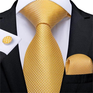 DBG VIP Design Collection Men's Fashion Golden Yellow 100% Premium Quality Silk Ties - Divine Inspiration Styles