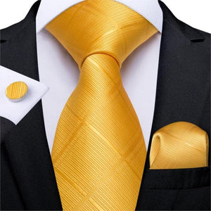 DBG VIP Design Collection Men's Fashion Golden Yellow 100% Premium Quality Silk Ties - Divine Inspiration Styles