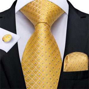 DBG VIP Design Collection Men's Fashion Golden Yellow 100% Premium Quality Silk Ties - Divine Inspiration Styles