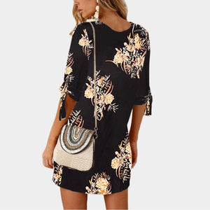 HILLARY Women's Stylish Summer Dress Bohemian Style Floral Print Dress - Divine Inspiration Styles