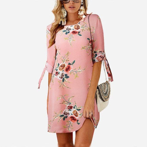 HILLARY Women's Stylish Summer Dress Bohemian Style Floral Print Dress - Divine Inspiration Styles