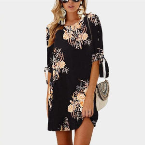 HILLARY Women's Stylish Summer Dress Bohemian Style Floral Print Dress - Divine Inspiration Styles