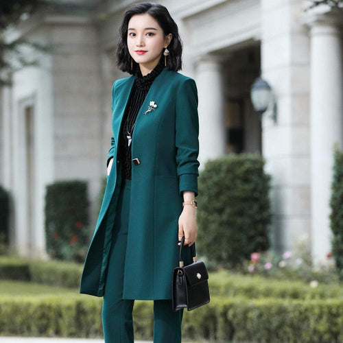 FIONA Design Women's Formal Luxury Business Fashion Elegant V Neck Suit Set - Divine Inspiration Styles