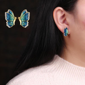 FDLK Women's Fashion Elegant Stylish Enamel Design Butterfly Stud Earrings - Divine Inspiration Styles