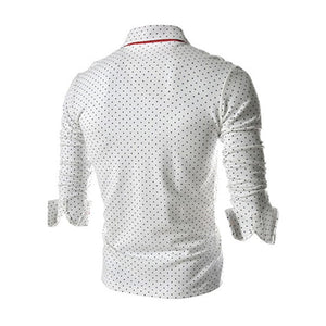 BRADFORD Design Collection Men's Fashion Polka Dot Button Top Long Sleeve Shirt - Divine Inspiration Styles