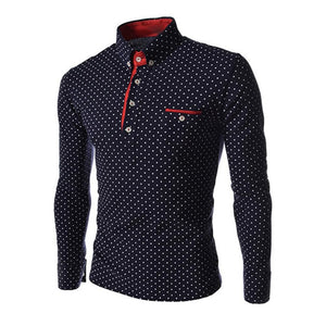 BRADFORD Design Collection Men's Fashion Polka Dot Button Top Long Sleeve Shirt - Divine Inspiration Styles