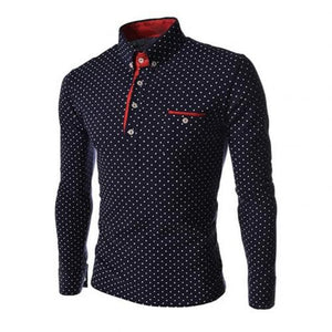 BRADFORD Design Collection Men's Fashion Polka Dot Button Top Long Sleeve Shirt - Divine Inspiration Styles