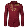 PARKLEES Men's Fashion Luxury Golden Floral Embroidery Design Dress Shirt - Divine Inspiration Styles